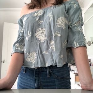 floral embroidered off the shoulder top